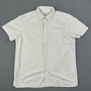 American Eagle Shirt Mens Large White Short Sleeve Button Front Cotton Casual